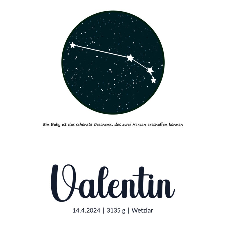 Personalisiertes Geburtsposter | Sternbild Widder – Bild 2